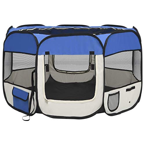 vidaXL Welpenlaufstall Faltbar Blau 110x110x58cm Welpenauslauf Tierlaufstall von vidaXL