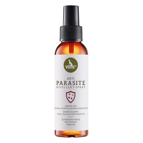 vimi Anti Parasite – 100 ml - Natürliches Repellent-Spray für Hunde, Schutz gegen Zecken, Flöhe, Milben & andere Parasiten, bis zu 8 Stunden, mit Neem, Zitronen-Eukalyptus, Lavendel & Geranium von vimi