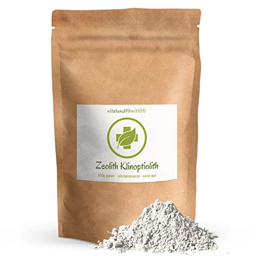 vitalundfitmit100 Zeolith Klinoptilolith Pulver - 250 g - 100% Naturzeolith - in Auslesequalität OHNE Nanopartikel - schadstoffgeprüft - OHNE Hilfs- u. Zusatzstoffe von vitalundfitmit100