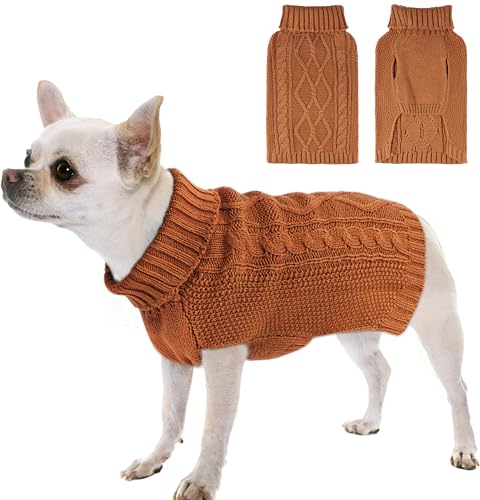 Hundepullover für kleine Hunde, Rollkragenpullover, gestrickt, für Herbst und Winter, Hundekleidung, dick, warm, Hundemantel, Welpenpullover, Outfits, Katzenpullover, Haustierkleidung für Teetasse von viunimo