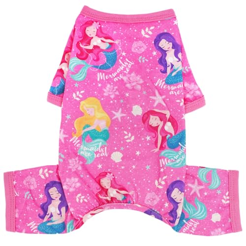 Niedlicher Hunde-Pyjama, Hundekleidung für kleine Hunde, Mädchen, Jungen, weicher Einteiler für Frühling und Sommer, Hunde-Outfit (Rosa, Größe S) von viunimo