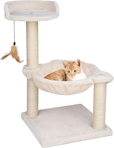 28" Katzenbaum-Wiegenbett mit natürlichen Sisal-Kratzstämmen. Haustier-Katzen-Baum-Kratzbaum-Kratzer-Kletter-Sprung-Spielzeug von vkeid