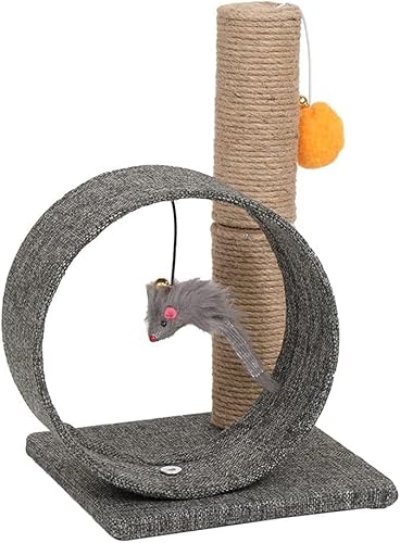 33 cm großer Katzenbaumturm mit kreisförmigem Ring aus Leinen, Spielzeug, Kratzbaum für Haustiere, Katzen, Kratzbaum, Kletter- und Springspielzeug von vkeid