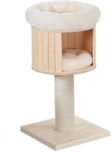 Cat Apartments Baumhaus Katzenspielzeug Sisal Katzennest Hölzernes Katzenklettergerüst Sisal Katzensäule Haustier Katzenklettergerüst Katzenbaumturm (Farbe: Beige, Größe: 40X40X80CM) (Beige 40X von vkeid