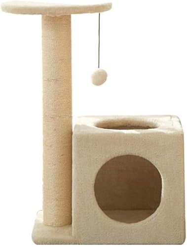 Cat Apartments Einfache Installation, Katzenrahmen, kleines Katzennest, Katzenbaum, integrierter Katzenkletterrahmen, Sisal-Katzenhaltepfosten, Katzenbaumturm (Farbe: Beige, Größe: 50 x 30 x 64 cm) von vkeid