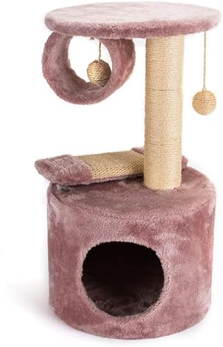 Cat Apartments Katzen und Haustiere Doppelschichtiges Katzenklettergerüst mit Sisalsäule, Katzenkratzbrett, Kratzbaum für Kätzchen, Kratzbaumturm (Farbe: Rosa, Größe: 31 x 31 x 54 cm) (Rosa 3 von vkeid