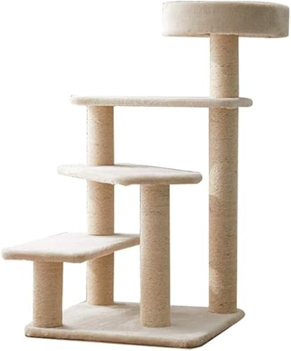 Cat Apartments Kleines Katzennest Vier Jahreszeiten verfügbar Sisal-Katzenkratzbaum Katzenklettergerüst Katzenbaum Einfache Installation Katzenständer Katzenbaumturm (Farbe: Weiß, Größe: 51X51X94CM) von vkeid