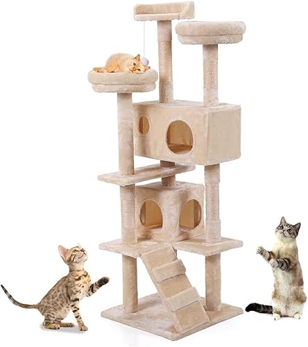 Haustier-Katzen-Baumhaus, Unterhaltung, Spielplatz, stabile Möbel für Katzen, Kätzchen, mehrstöckiger Turm für große Katzen, gemütlich von vkeid