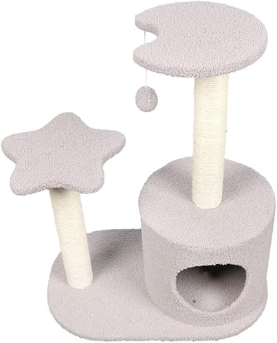 Katzen-Klettergerüst, Katzenspielzeug, Baum, Katzenhaus, Katzenbaum, Heimmöbel für Haustiere, Kratzbaum, Holzbaum, springende Klettergerüst für Katzen (Farbe: Rosa) (Grau) von vkeid