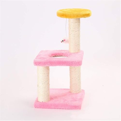 Katzenbaum Katzenturm Dreistufiger Kratzbaum Katzenkratzbaum Haustier Katze Klettergerüst Katzenturm Kätzchen Spielhaus Kleine Katze Klettergerüst Kratzbaum Kätzchen g (Rosa 19,5X von vkeid