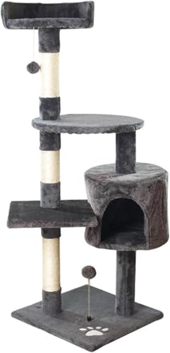 Katzenbaumturm, Katzenklettergerüst, integrierte Katzentoilette, Katzenbaum, Katzenregal, Sprungplattform, Katzenspielzeug, Katzenturm für Zimmerkatzen (Farbe: Hellgrau), Vision von vkeid