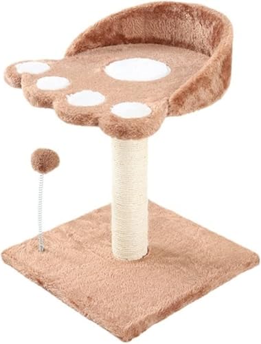 Katzenkletterbaum Flanell-Klettergerüst für kleine Katzen, multifunktionale doppelschichtige Katzensprungplattform mit Pfotenabdruck und lustigem Katzenstock, Katzentoilette, Katzenkratzbaum, von vkeid