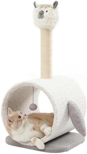 Katzenkletterbaum Haustierkatzenklettergerüst in Alpakaform mit lustigem Katzenball, Kleiner und mittelgroßer Katzenkratzbaum, Katzenbaum (Farbe: E) Vision von vkeid