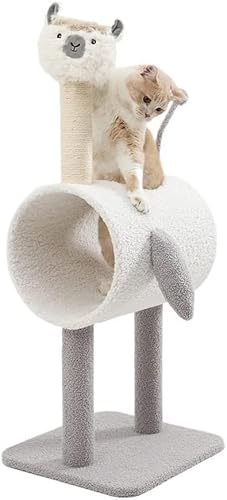 Katzenkletterbaum Haustierkatzenklettergerüst in Alpakaform mit lustigem Katzenball, Kleiner und mittelgroßer Katzenkratzbaum, Katzenbaum (Farbe: E) Vision von vkeid