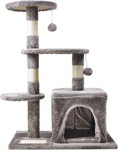 Katzenkletterbaum Katzenklettergerüst, Katzenstreu, Kratzbaum, Katzenkratzbaum, integriertes Katzenregal, Katzenkratznest, Katzensprungplattform, Katzenspielzeug Cat Tree Vision von vkeid