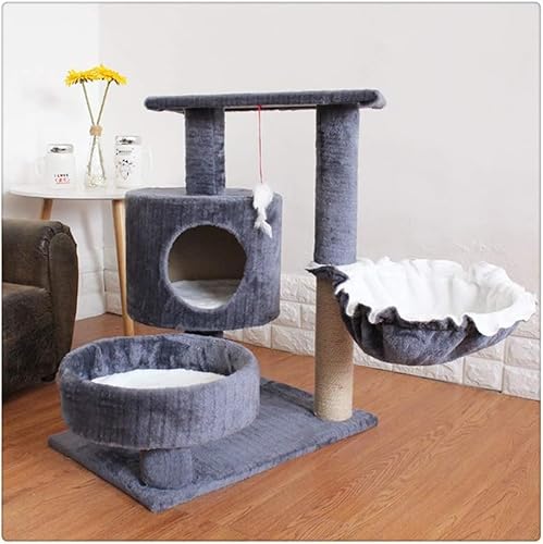 Katzenkratzturm Bäume Katzenspielrahmen Produkt Baumhaus Bettmöbel Katzenkratzbrett Kratzsäule Natursisal Katzenklettergerüst Kratzbrett (Farbe: Schwarz) von vkeid