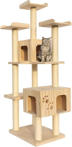 Kratzbäume, Turmwohnung, Turm-Klettergerüst für Katzen, Kratzbaumtürme für Katzen, Katzenbett und komfortable mehrstöckige Wohnung von vkeid