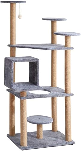 Kratzbaum Condo Mehrschichtiges Katzenklettergerüst Katzenspielplatz Natürliches Hanfseil Katze Kratzfester Kratzbaum g von vkeid