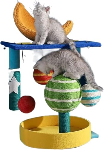 Kratzbaum für große Katzen, Katzen-Klettergerüst, Katzenregal, Trage, Kleiner Baum, EIN Sisal-Kratzbrett, Pfosten, Spielzeug für Kätzchen, Zubehör für Katzen (Größe: Giallo). von vkeid