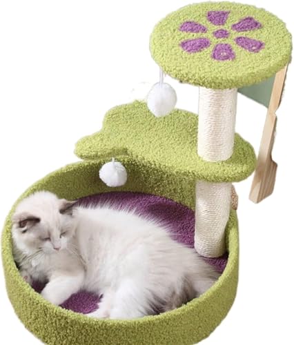 Kratzbaum für große Katzen, Katzenkratzer mit Bett, Haustierkatzen-Kletterbaum, kleines Katzenkratzbrett, Säule, Schüttelspielzeug, großer Katzenturm, Sisal-Klettergerüst, Katze (Größe: Blau). von vkeid