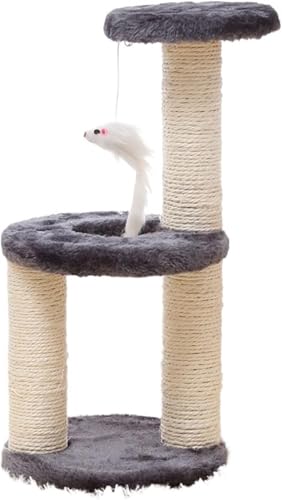 Kratzbaum für große Katzen, Katzenspielzeug, Kratzbaum, Sisalseil, Katzenkratzer, 3-lagig, Kratzbaum zum Schleifen von Kätzchen, Krallen, Katzenklettergerüst, Mobile Pfosten für Haustiere, Katze von vkeid