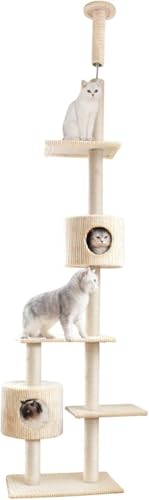 Kratzbaum für große Katzen, raumhohe Katze, solides Klettergerüst mit verstellbarem Nest, Sisalseil-Kratzbaum, Haustierbedarf, Plüsch-Kratzbaum, Katzenvision von vkeid