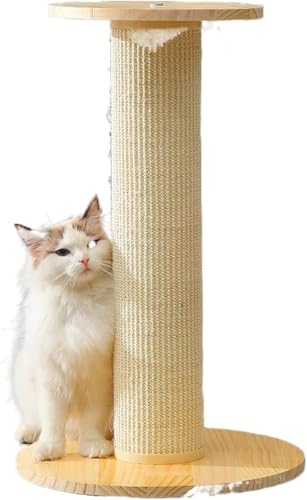 Kratzbaum für große Katzen, solides Katzenkratzbrett, vertikale Katzenkratzsäule, Katzenklettergerüst, Schleifklauensäule, Katzenzubehör, Spielzeug für Katzen (Größe: L, Holzfarbe), Vision von vkeid