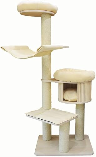 Spieltürme für Katzen, Katzen-Klettergerüst, Katzennest, Katzenbaum, fünflagiges Sisal, massives Kratzbrett für große Katzen, Katzenkratzbaum, Katzenspielzeugbäume für Katzen (Farbe: Weiß, Größe: 73 x von vkeid