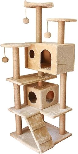 Spieltürme für Katzen, mehrschichtiger Sisal, großer Kratzbaum, Katzennest, luxuriöser Katzenkratzbaum, Katzenspielzeug, Katzenklettergerüst, Bäume für Katzen (Farbe: Beige, Größe: 50 x 50 x 150 cm) von vkeid