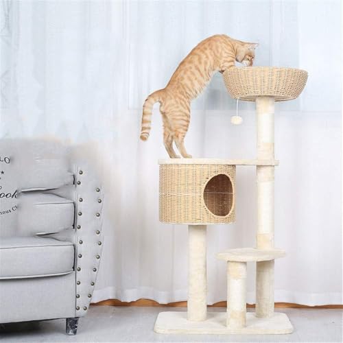 Spieltürme für Katzen, multifunktionaler Haltepfosten für Katzen, gewebter Katzenkletterrahmen, Katzennest, Kratzbaum, integrierte Bäume für Katzen (Farbe: einfarbig, Größe: 60 x 40 x 120 cm). von vkeid