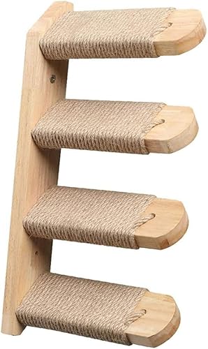 Wandmontierte Katzen-Kletterleiter, Holztreppe, Haustiermöbel, Kätzchen-Wandregal-Set, Katzensitzstange aus Holz, zum Kratzen, Klettern, Katzenbaum (Farbe: Argento) (D) von vkeid