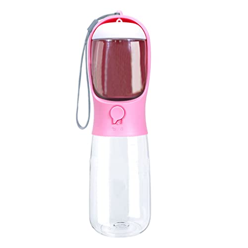 vreplrse 2 in 1 ml Hundewasserflasche Welpen Trinken mit Seil Outdoor Feeder auslaufsicher Hunde Katzenfutterspender Haustierbedarf, Rosa von vreplrse