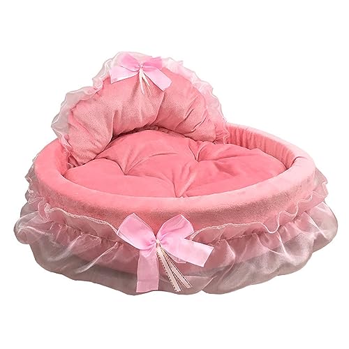 vsilay Elegante Spitze Hund Welpen Bett Rüschen Prinzessin Sofa für Kleine bis Mittlere Haustiere Kreative Rosa Spitze Haustier Bett Nest von vsilay