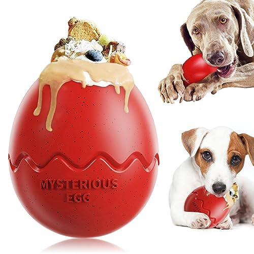 vsshe Hundefutter Ball,Naturkautschuk Classic Hundespielzeug Hund Treat Spender Dino Egg Futterball Kauspielzeug Hundespielzeug Kauen Jagen und Slow Food für Kleine Mittelgroße und Große Hunde von vsshe