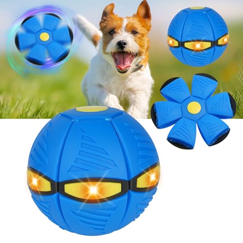 vsshe Hundespielzeug Ball, Leuchten Fliegend Untertasse Ball Spielzeug für Hunde Hundespielzeug Ball Fliegender Ball Interaktives Fliegend Untertassen Ball Geeignet für Drinnen und Draußen Blau von vsshe