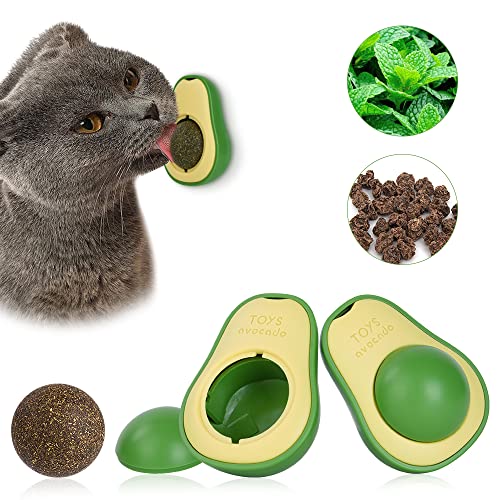 vsshe Katzenminze Balls für Katze, 2 Stück Natürliche Katzenminze Bälle Spielzeug für Katzen Lecken Drehbare Katzenminze Spielzeug Katzenminze Spielzeug Wandroller für Katze Catnip Balls Toys -Grün von vsshe