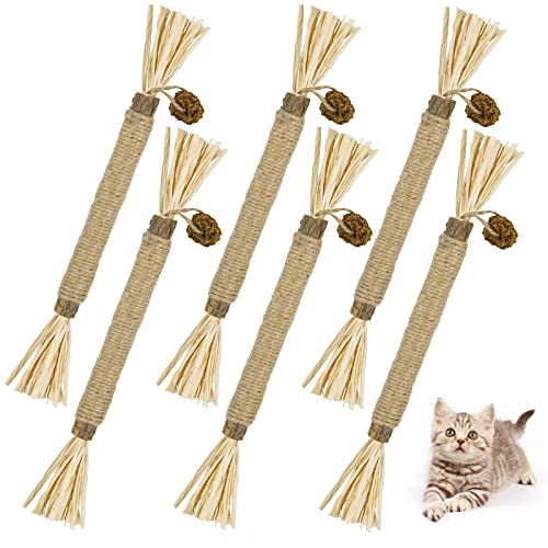 vsshe Katzenminze Sticks,6 Stück Matatabi Katzensticks Katzenminzen Spielzeug Matatabi Stick Katzen Sticks Katzenminze Zähne Reinigung Dental Katzenspielzeug für Katzen Zahnpflege Natürlich Sicher von vsshe