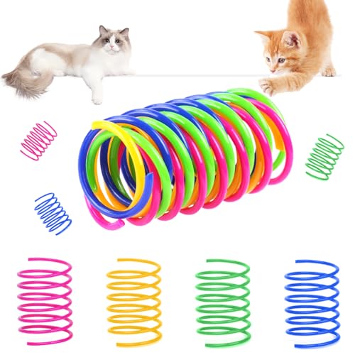 vsshe Katzenspielzeug Spirale, 108 Stück Kunststoff Spiralfedern BPA Freies Katzenspielzeug Katze Spielzeug Spirale Katzen Spielzeug Buntes Neuheit Haustiere Spielzeug Spring Spirale für Katze von vsshe