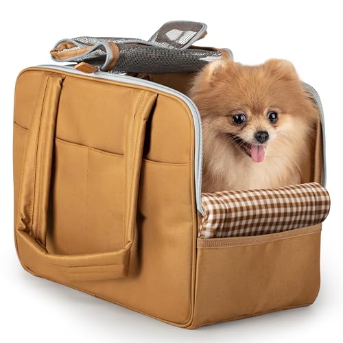 Hundetasche für kleine Hunde – Polyester-Reisetasche mit Baumwolle gepolsterter Innenseite, bequemer Gurt, mehrere Taschen und atmungsaktives Netzgewebe – langlebige, leichte Katzentasche – von wagfur