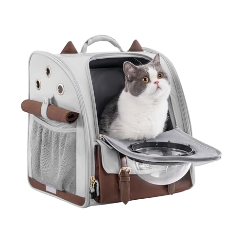 Wakytu Clear Bubble Cat Carrier Rucksack, Space Capsule Pet Carrier Rucksack für große Katzen und kleine Hunde, atmungsaktiver Hunderucksack für Reisen und Wandern von wakytu