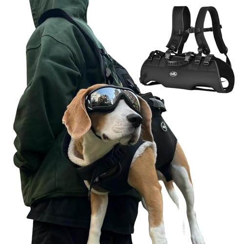 Wakytu Hundetasche für Kleine Hunde Notfallrucksack, Hundetragetasche für Behindert, Gelenkverletzungen, Ältere Hunde Treppen rauf und runter, Autos Hundetragetuch (Schwarz XL) von wakytu