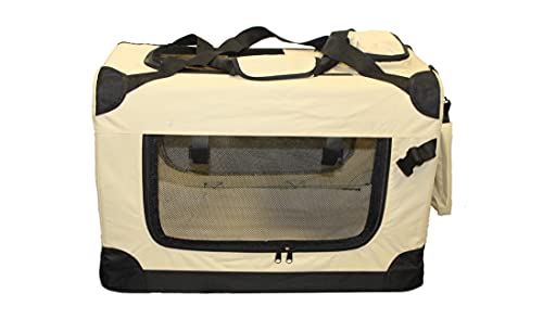 walexo Faltbare Hundebox Hundetransportbox Katzentransportbox Katzenbox (BEIGE, L) von walexo