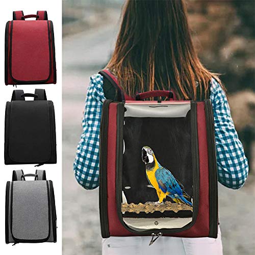 wangza Vogel Transporttasche Papagei Rucksack wasserdichte Leinwand Bird Carrier Backpack Tragbar Vogelträger mit Schiebefach Sitzstange Vogelkäfig Rucksack von wangza