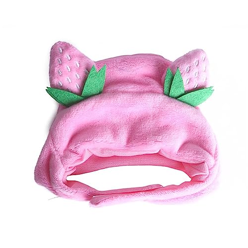 wecmkah Hübscher Erdbeerhut Halloween Schelmische Hunde Kostümhut Niedlicher Festival Tierhut Kopfbedeckung Cosplay Zubehör Lustige Hüte Für Haustier Halloween Cosplay von wecmkah