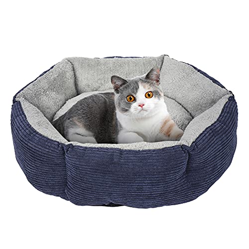 wenyujh Haustier Katzenbett Hundebett Weiches und Komfortables Katzennest rutschfest Katzensofa Hundesofa Katzenschlafplatz für Katzen/Kleine Hunde(Blau，53x53x18cm) von wenyujh