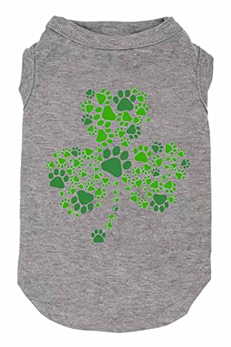 Dog Apparel Lucky Boy Letter Print Clover Shirts für kleine große Hunde Weste Welpen Geschenk St. Patrick's Day Kostüm (Medium, Grau02) von weokwock