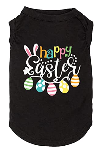 Happy Easter Shirts für Hund Lustige Druckweste für Kleine Mittlere Große Hunde Weiche und Leichte T Shirts Geschenk für Welpen (Medium, Schwarz) von weokwock