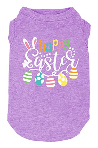 Happy Easter Shirts für Hund Lustige Druckweste für Kleine Mittlere Große Hunde Weiche und Leichte T Shirts Geschenk für Welpen (XX-Large, Lila) von weokwock