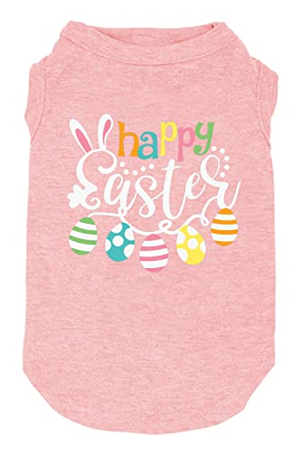 Happy Easter Shirts für Hunde, lustiger Aufdruck, Weste für kleine, mittelgroße und große Hunde, weich und leicht, Geschenk für Welpen, Größe L, Rosa von weokwock