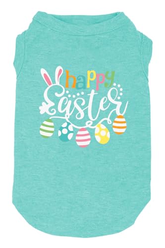 Happy Easter Shirts für Hunde, lustiger Aufdruck, Weste für kleine, mittelgroße und große Hunde, weich und leicht, Geschenk für Welpen, Mintgrün 01, Größe XL von weokwock